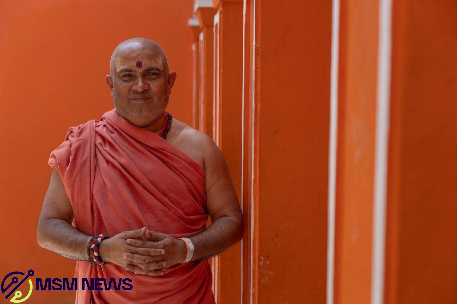 Hindu priest Swami Jitendranand Saraswati at his temple in Varanasi.