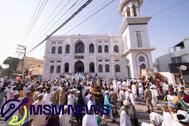 Muslims in Varanasi pray during Eid, which marks the end of the holy month of Ramadan.